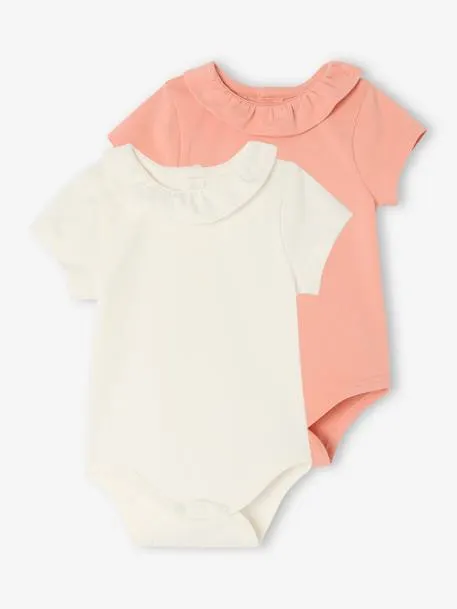 Lot de 2 bodies bébé naissance col fantaisie manches...
