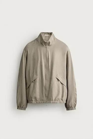 FAUX SUEDE RELAXED FIT BOMBER JACKET