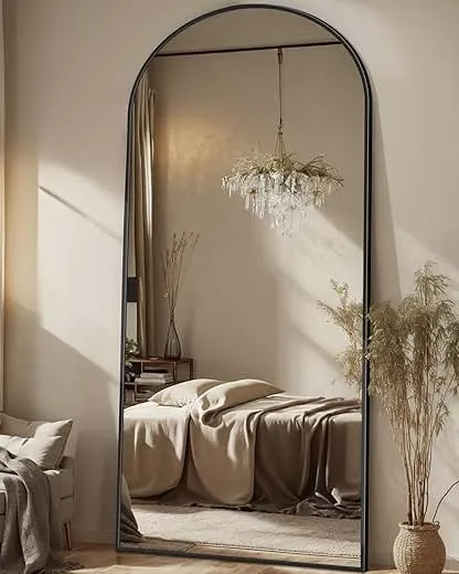 Antok Full Length Mirror, 71"x28" Floor Mirror, Arched Floor Standing Freestanding Arch Full Body Mirrors with Stand for Bedroom, Hanging Mounted for Living Room Cloakroom,Black Antok Full Length Mirror, 71"x28" Floor Mirror, Arched F…
