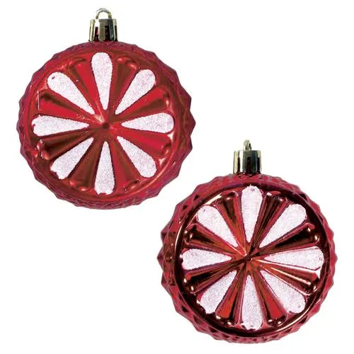 Enchanted Forest® 70mm Red Concave Designs Shatterproof Ornaments - 6 Pack