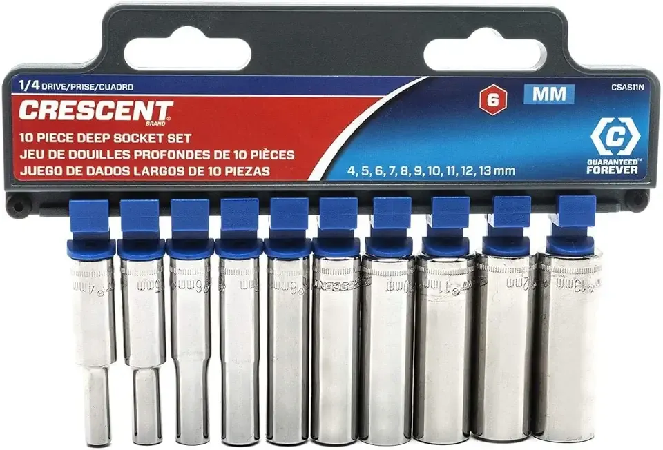 Crescent 10 Piece 1/4" Drive 6 Point Deep Metric Socket Set - CSAS11N