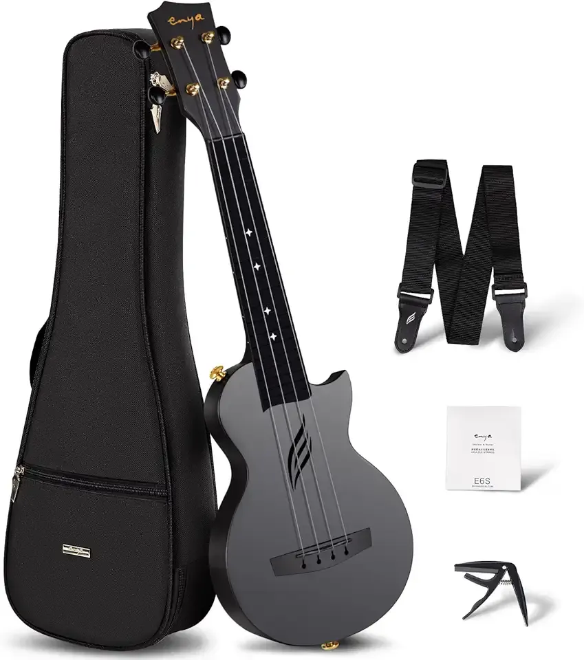 Enya Soprano Ukulele 21 Inch Carbon Fiber Travel Ukelele Nova U Mini Simple Yukalalee With Beginner Kit includes Case Strap Capo Strings Professional Ukalalee Yukalalee