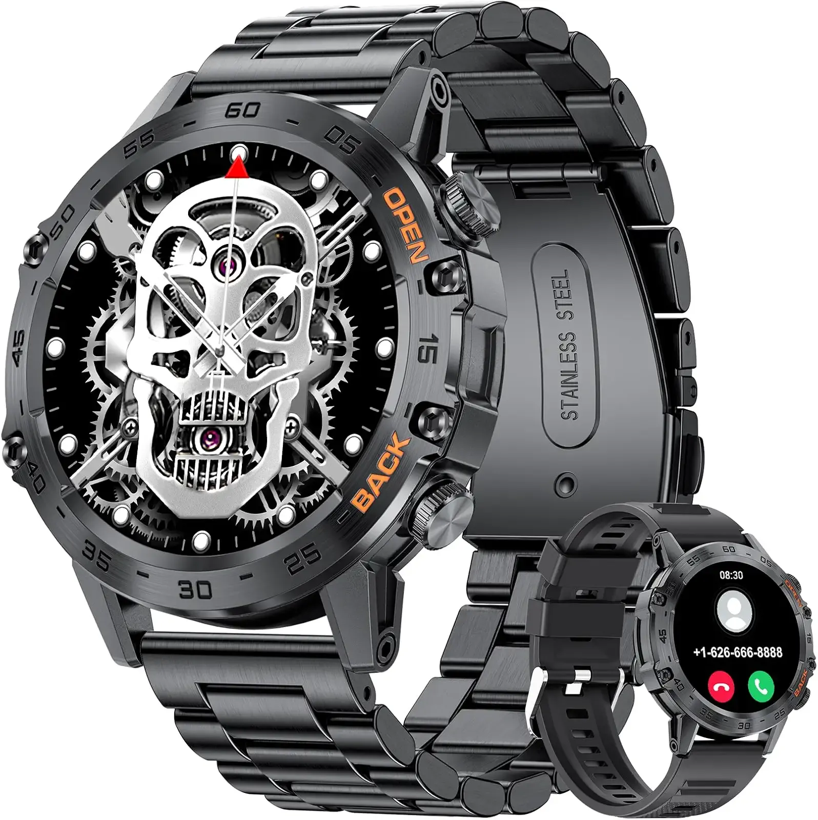 SUNKTA Military Smart Watch for Men(Answer/Dial Calls),100 Sports Modes, 5ATM Waterproof Fitness Watch with Heart Rate/SpO2/Blood Pressure for Android and iOS,1.39''HD DIY Screen Smartwatch Black