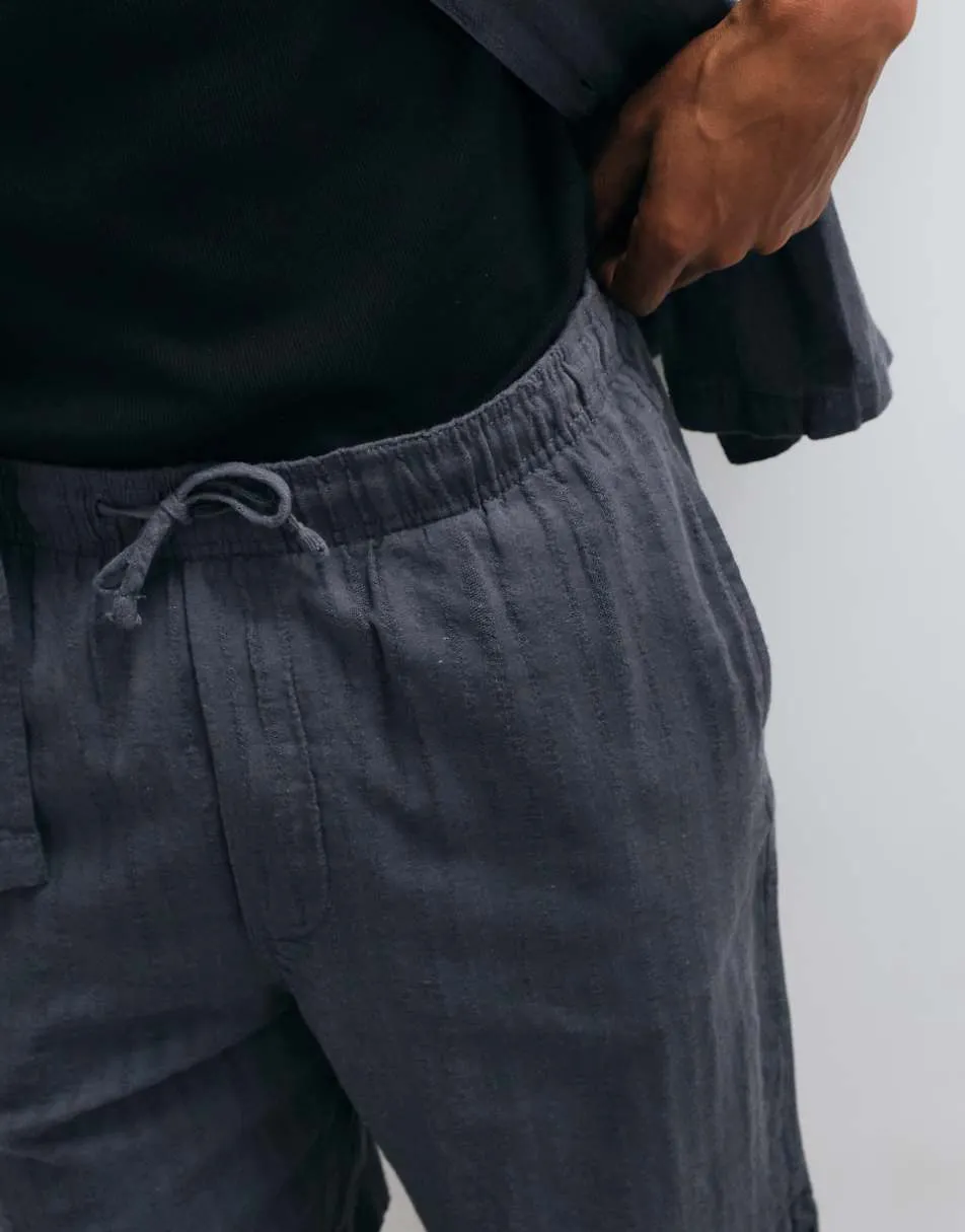 ONLY & SONS linen blend textured shorts co-ord in indigo