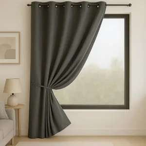 Rideau 100% Occultant Ignifugé M1 Non Feu Gris - Gris - 140x180 cm - Polyester