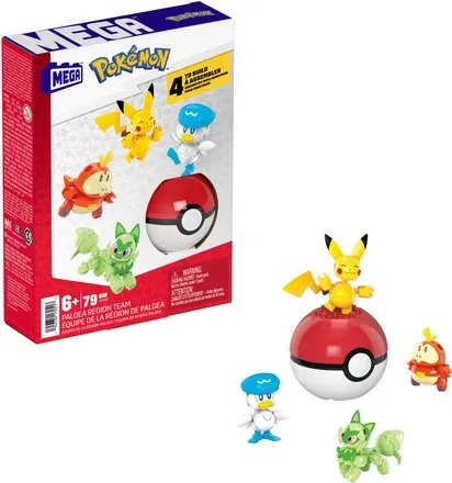 POKEMON - 4 FIGURINES A CONSTRUIRE ET 1 POKEBALL EQUIPE DE LA REGION DE PALDEA