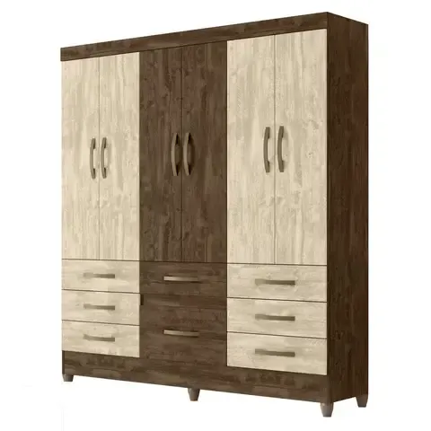 Ropero 6 Puertas 8 Cajones 177x47x204cm Bélgica