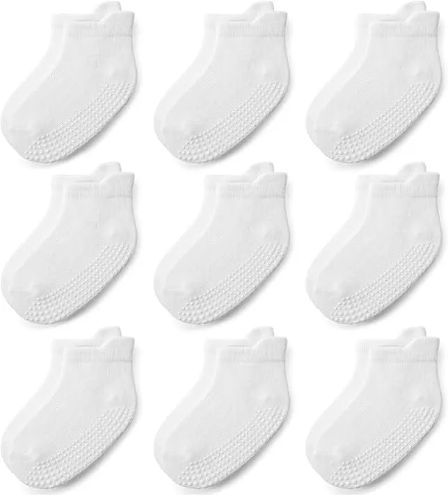 JAKIDAR Baby Toddler Socks Non Slip 9 Pairs Cotton Ankle Grip Socks for Boys Girls Baby Kids Infants Children