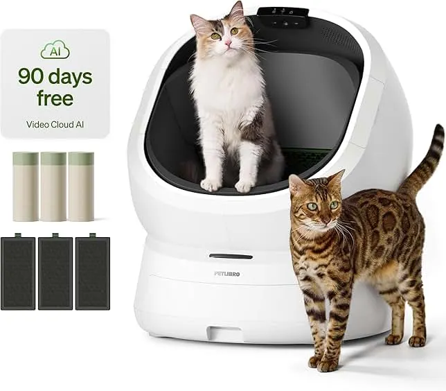 PETLIBRO Automatic Litter Box with AI-Camera Waste Analysis & 90-Day AI Trial, Open-Top Self Cleaning Litter Box for Large Cats with Multi-Cats Recognition,…