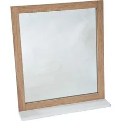Miroir salle de bain STOCKHOLM contour bois et tablette 48x53.5x10cm