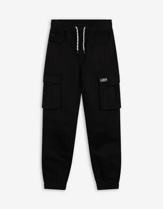 Pantaloni cargo - Percentuale di tessuto elasticizzato - nero