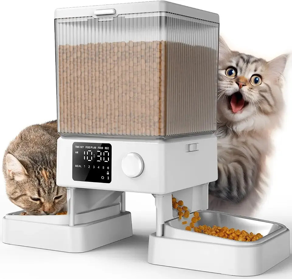 oneisall Automatic Cat Feeder for 2 Cats Pets, Timed Cat Food Dispenser