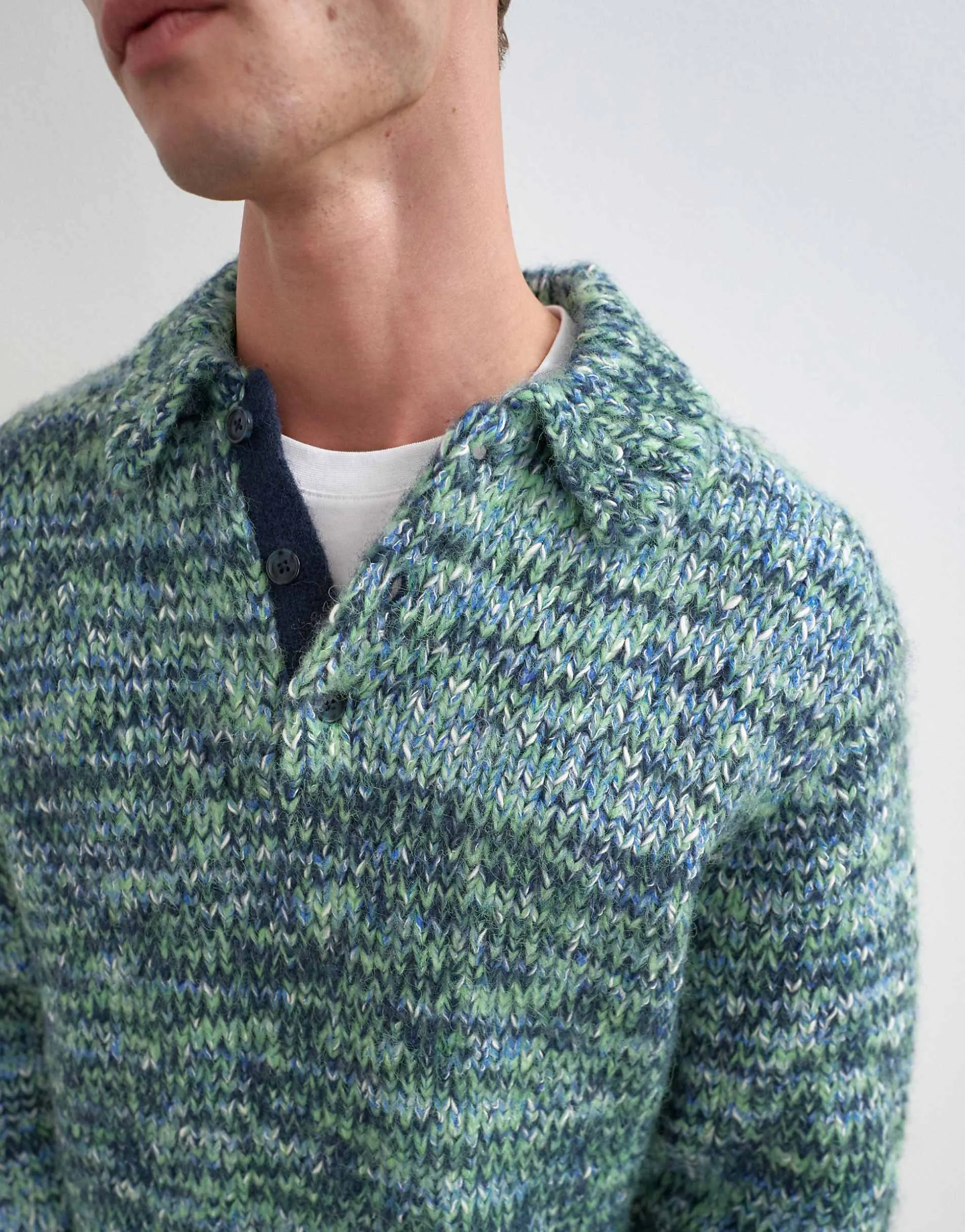 Topman classic fit knitted twist polo in teal