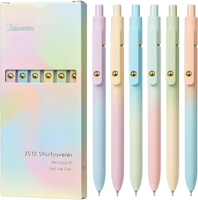 Ddaowanx Gel Pens,6 Pcs 0.7mm Retractable Quick Dry Black Ink Pens | Fine Point Smooth Writing Pens for Nurses,Teachers,Cute Stationery Of…