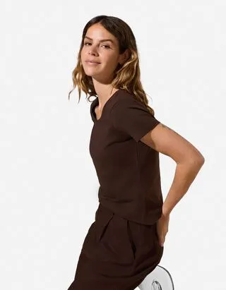 T-shirt - Percentuale di tessuto elasticizzato - Marrone scuro
