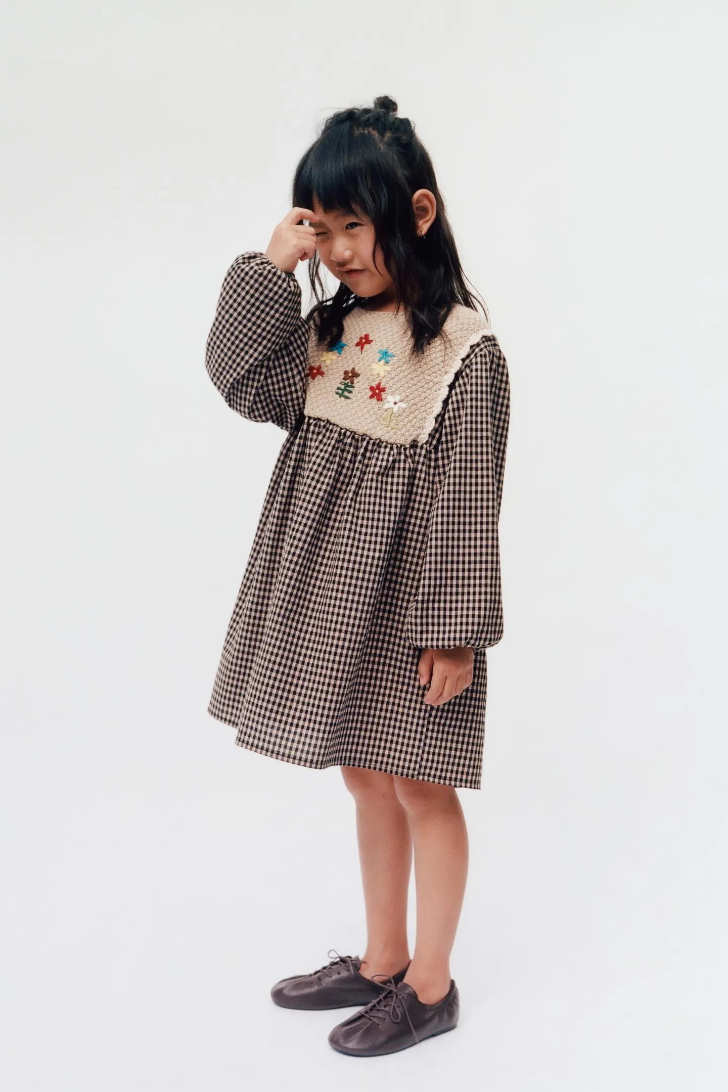CHECK KNIT CONTRAST DRESS