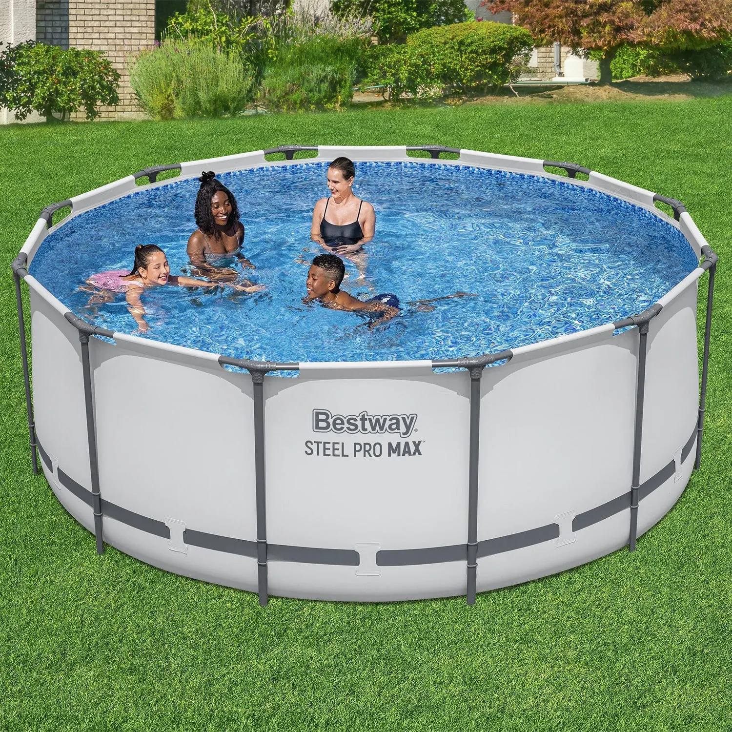 Piscina Fuori Terra Rotonda Steel Pro MAX™ con Pompa Filtro, Scaletta e Copertura