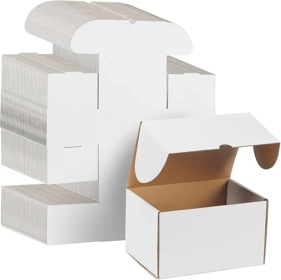 WIFTREY 50 Pack 7x5x4 Shipping Boxes for Small Business Packing, White Corrugated Cardboard Mailer Boxes for Shipping Mailing