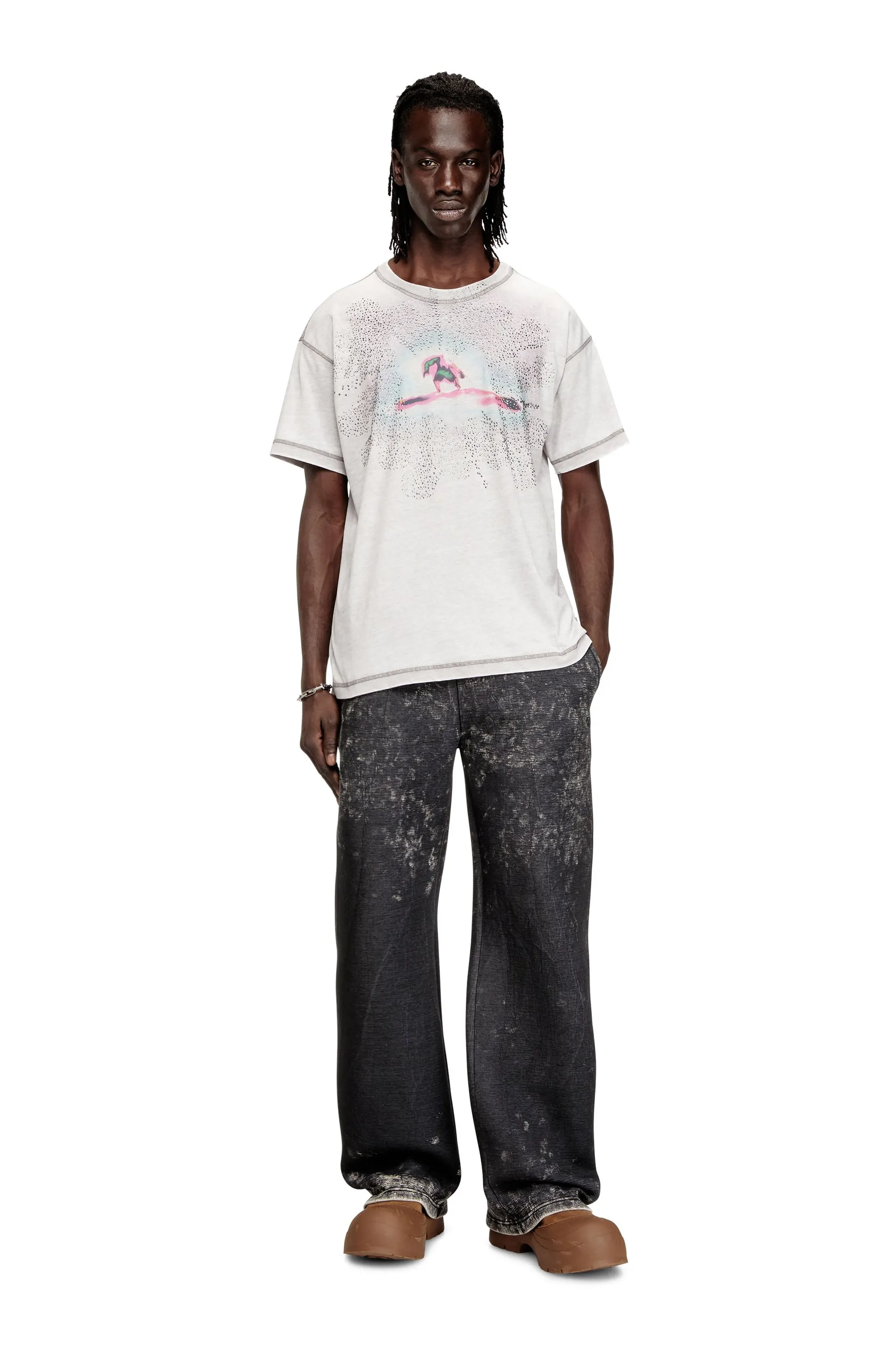 Regular T-shirt with print and studs