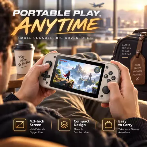 M17 Retro Handheld Video Game Console Open Source Linux System 4.3 Inch IPS Screen Portable Pocket Video Player 64GB/128GB