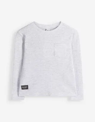Maglia a manica lunga - A nido d'ape - Grigio chiaro