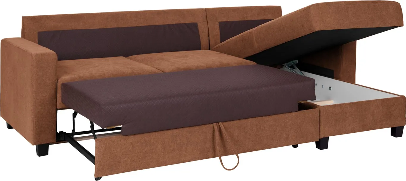 Trento sovesofa 3-seter m/sjeselong Stoff Bloq , m/knapp og pocket madrass