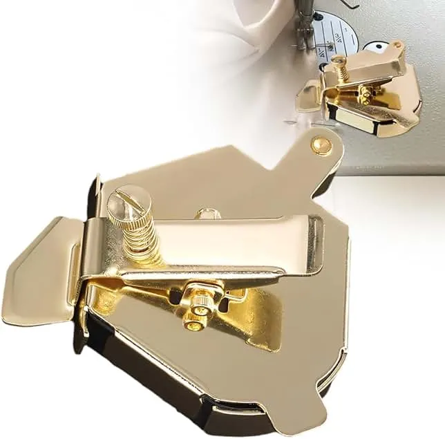 Upgraded Multi-Purpose Magnetic Guide for Sewing Machine,Universal,Material: Premium All-Steel, Applicable Processes: Edge Retaining/Positioning/Anti-Curling/Pressing of Topstitching (Gold*1)