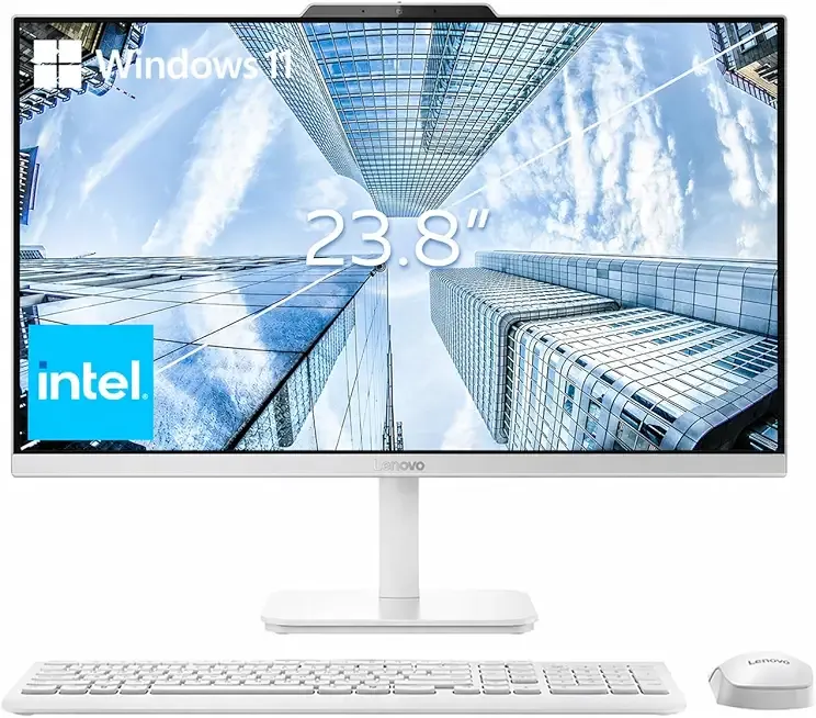 Lenovo 24" FHD All-in-One Desktop Computer for Home & Office, Intel Processor, 16GB RAM, 128GB PCIe SSD, HDMI, Bluetooth 5.2, Business AIO, Vent-Hear, Wireless KB & Mouse, Win 11