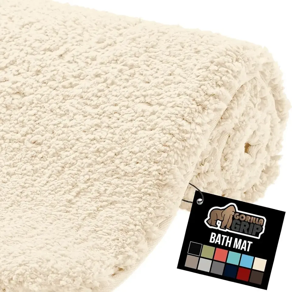 GORILLA GRIP Bathroom Rugs, 36x24, Ultra Soft Absorbent Mat, Thick Plush Bath Rug, Machine Washable, Microfiber Quick Dry, Mats for Shower, Bathtub and Floor, Home Decor Accessories, Ivory