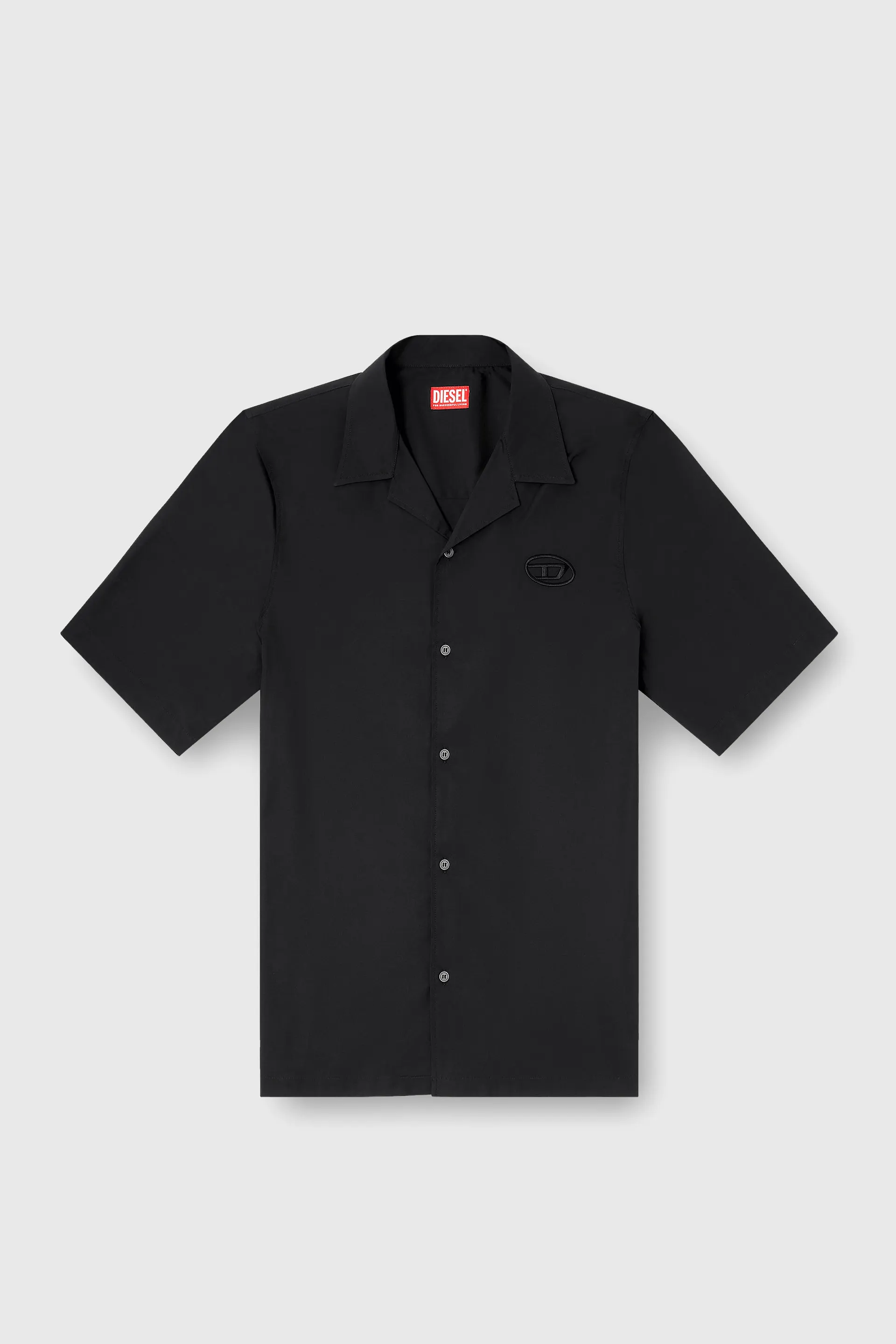 Stretch poplin shirt with Oval D embroidery