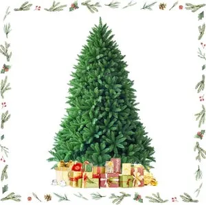 225cmÁrbol de Navidad Verde Artificial, 1968 Ramas de PVC Ignífugo, Decoración Navideña para el Hogar, Centro Comercial, Base de metal,Verde