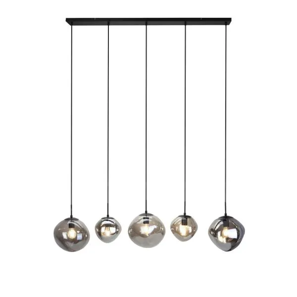 Hanglamp Macato zwart smoke glas 5-lichts