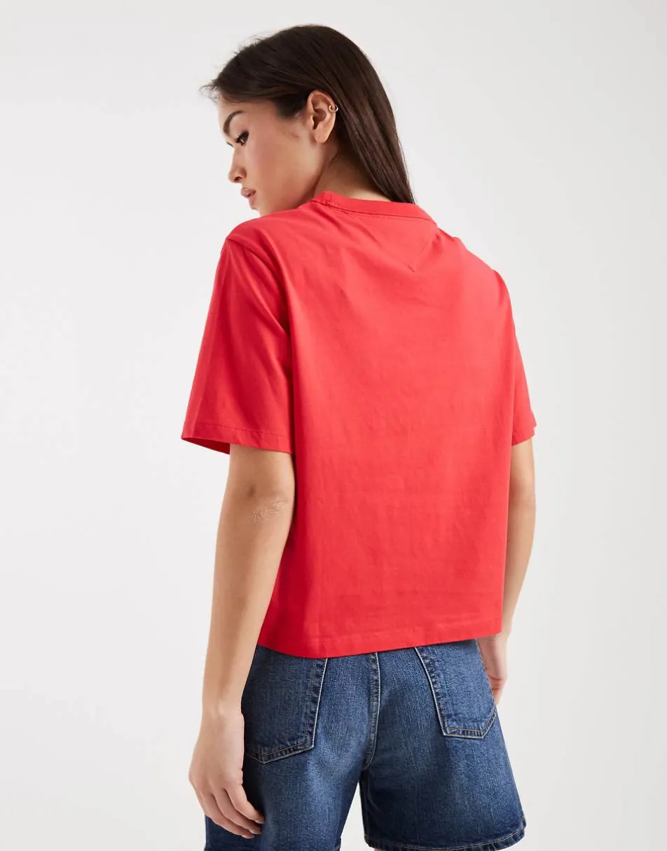 Tommy Jeans badge boxy fit t-shirt in red