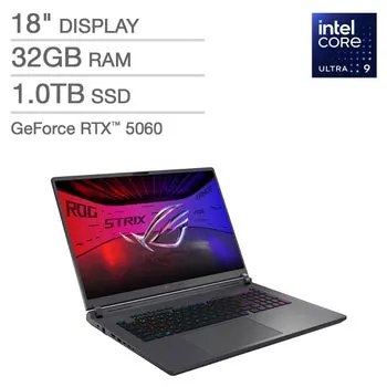ASUS ROG Strix G18 18" Gaming Laptop - Intel Core Ultra 9 Processor 275HX - GeForce RTX 5060, 2.5K 240Hz/3ms Nebula Display - 32GB RAM, 1TB SSD, Windows 11