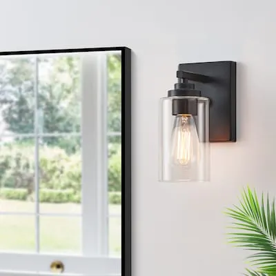 5.5-in W 1 -Light Polished Black Wall Sconce