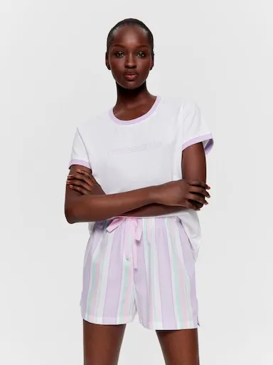 Lilac Stripe 100% Cotton Mid Short