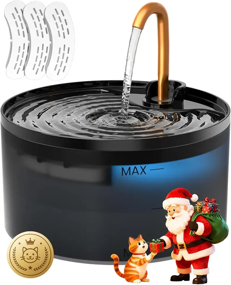 Cat Water Fountain, 71oz/2.1L Cat Fountain for Drinking with Copper Faucet, MISFANS-Designed Pump & Filter, Plastic Automatic Pet Water Fountain Bowl & Dispenser with 3-Pack Replaceable Filters