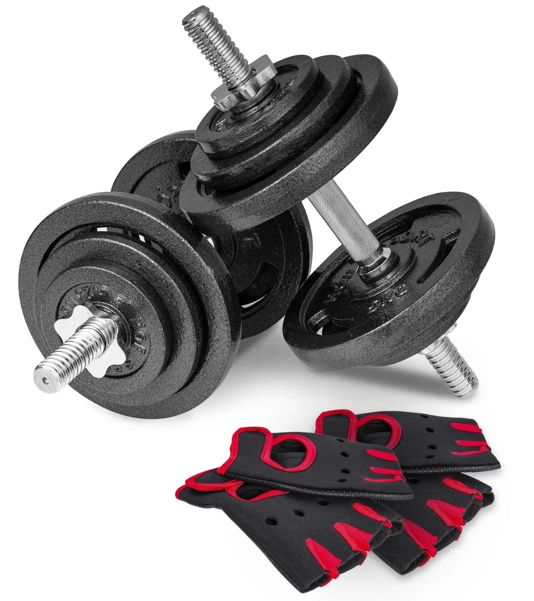HOP-SPORT Činky litinové nakládací jednoruční set 2x20kg + rukavice