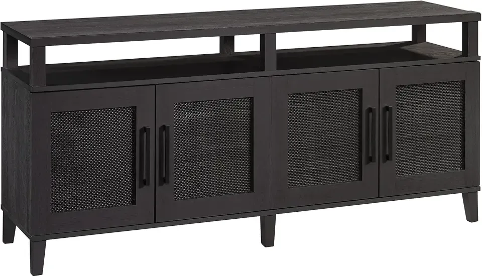 Tiffin Line Entertainment Credenza, 28-1/4"H x 62-1/2"W x 15-3/4"D, Raven Oak