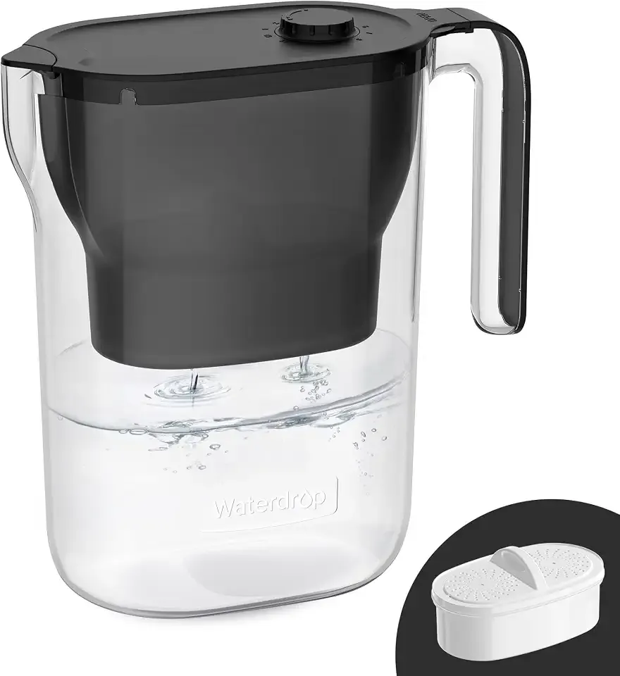 Waterdrop PT-05BL-L Water Filter Pitcher, 7-Cup, NSF Certified, Black