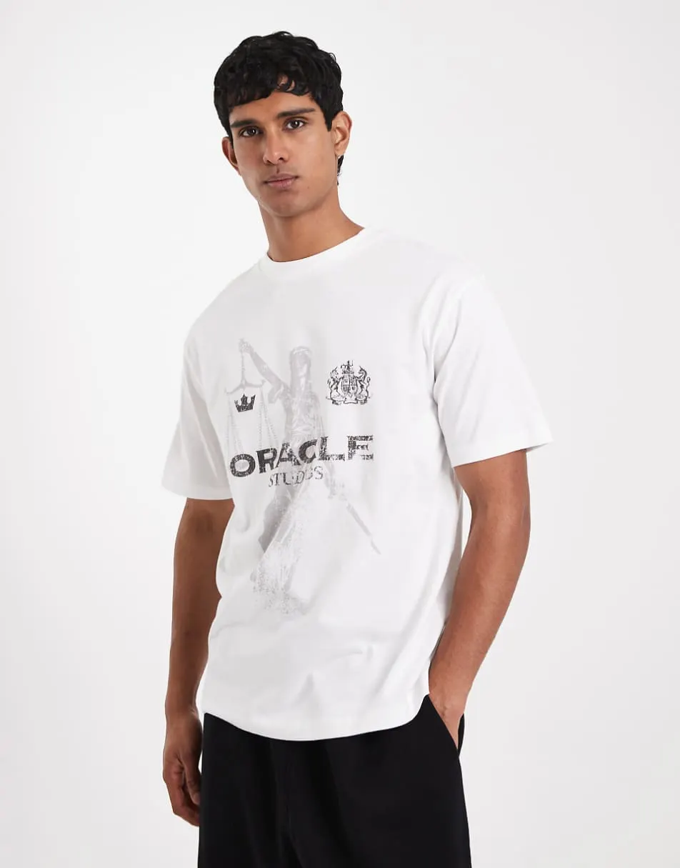 ASOS DESIGN relaxed t-shirt with football graphic in white