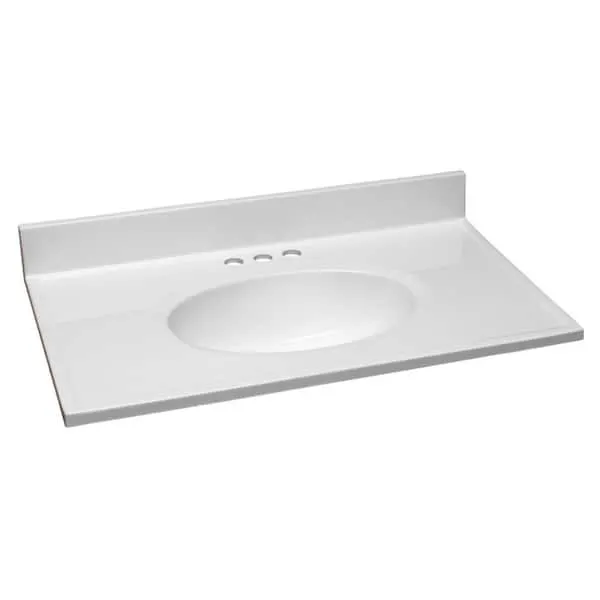Design House 31 in.​ W x 19 in.​ D Cultured Marble Vanity Top in Solid White with Solid White Basin with 4 in.​ Faucet Spread