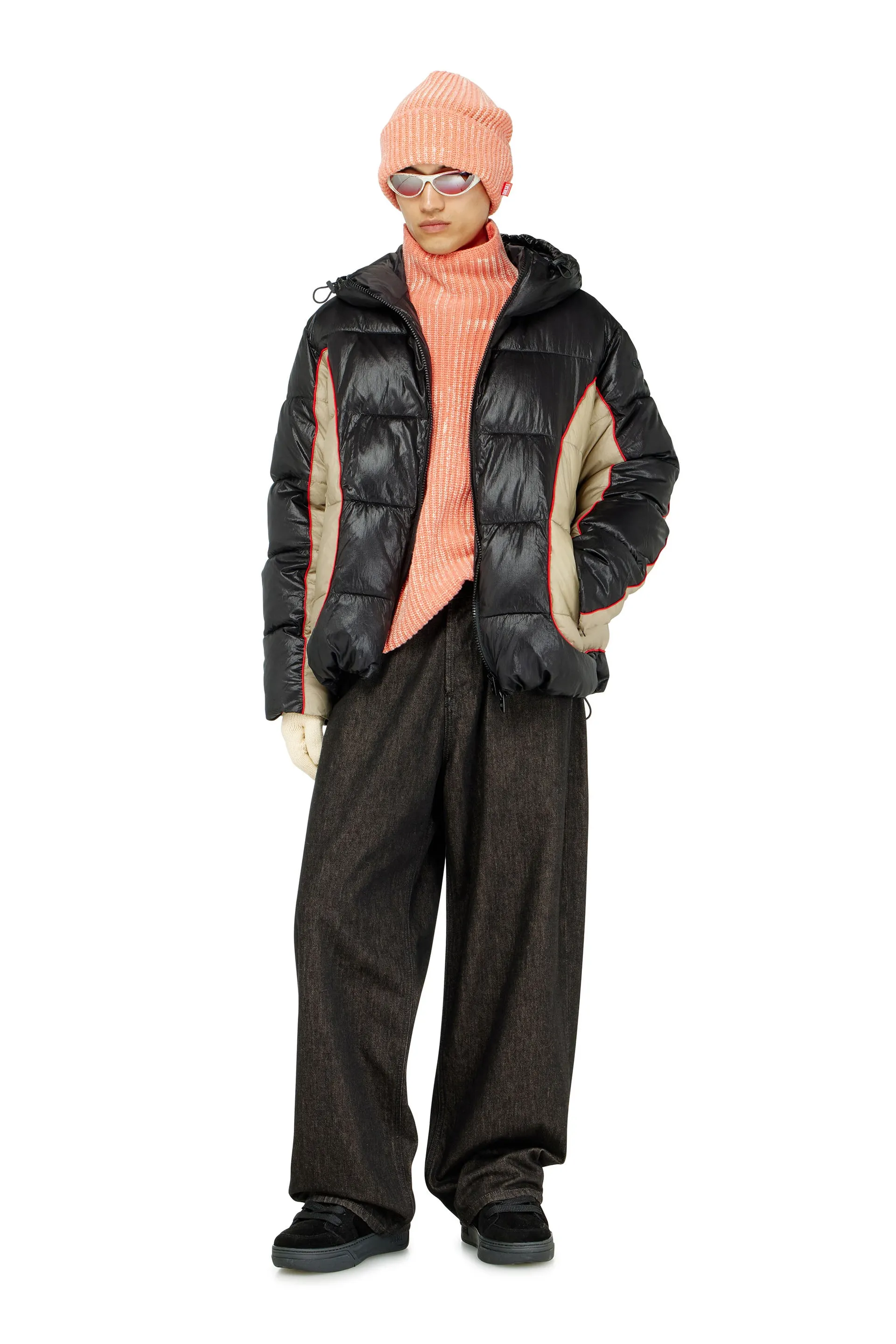 Hooded puffer jacket in shiny ripstop