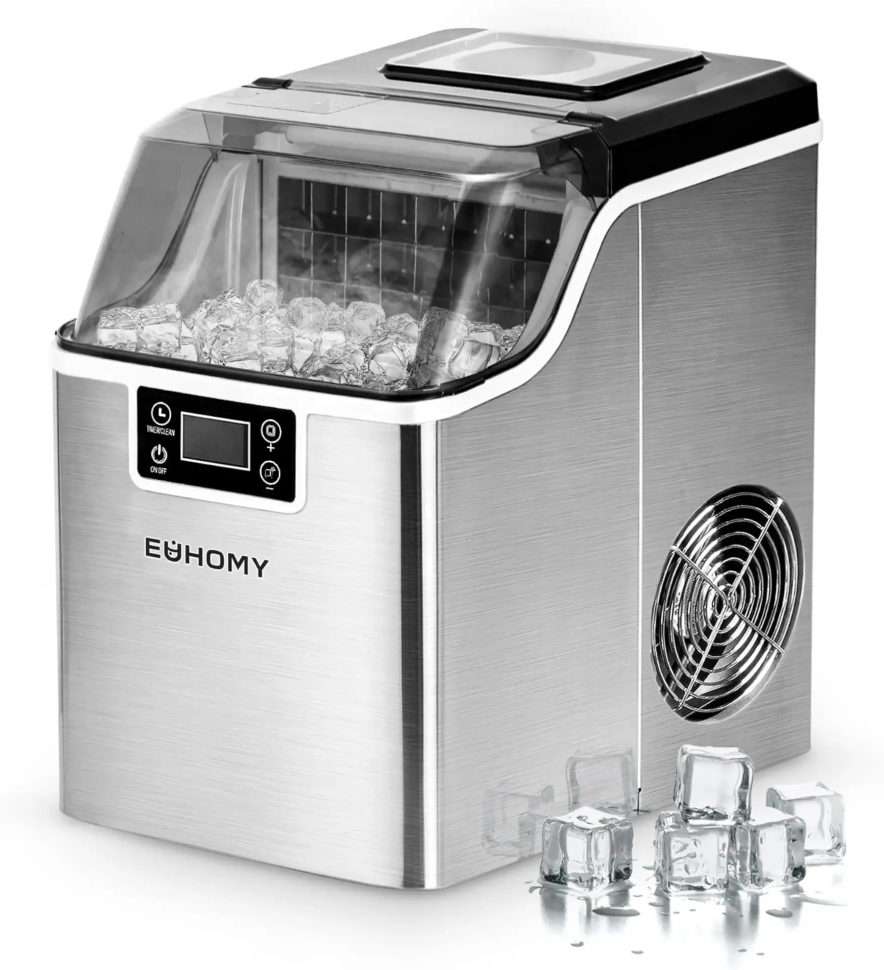 EUHOMY Ice Cube Maker Machine Countertop, 2 Ways to Add Water, 45Lbs/Day 24 Pcs Ready in 13 Mins, Self-Cleaning Portable Compact, with Ice Scoop & Basket, Perfect for Home/Kitchen/Office/Bar