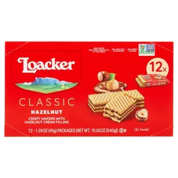 Loacker Classic Crispy Wafers, Hazelnut, 1.59 oz, 12 Count