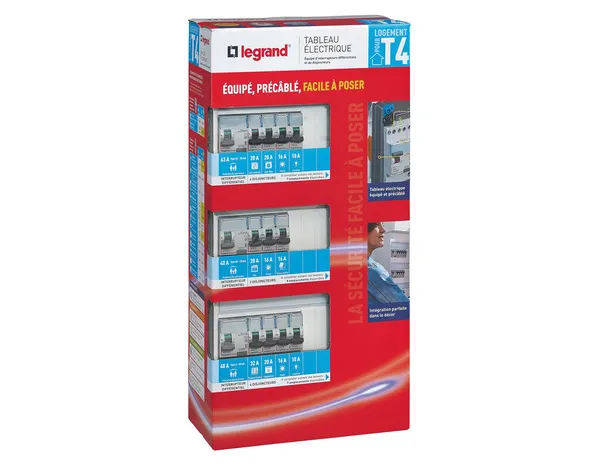 Tableau monté câblé 3 rangées 39 modules T4 - Legrand