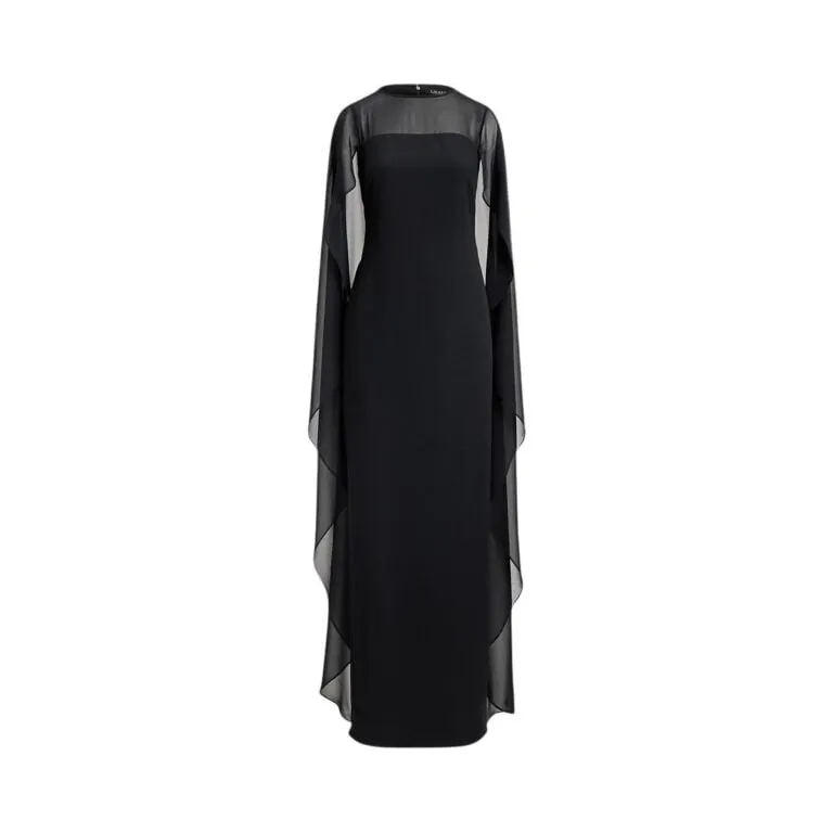 Cape Georgette Gown - Sort