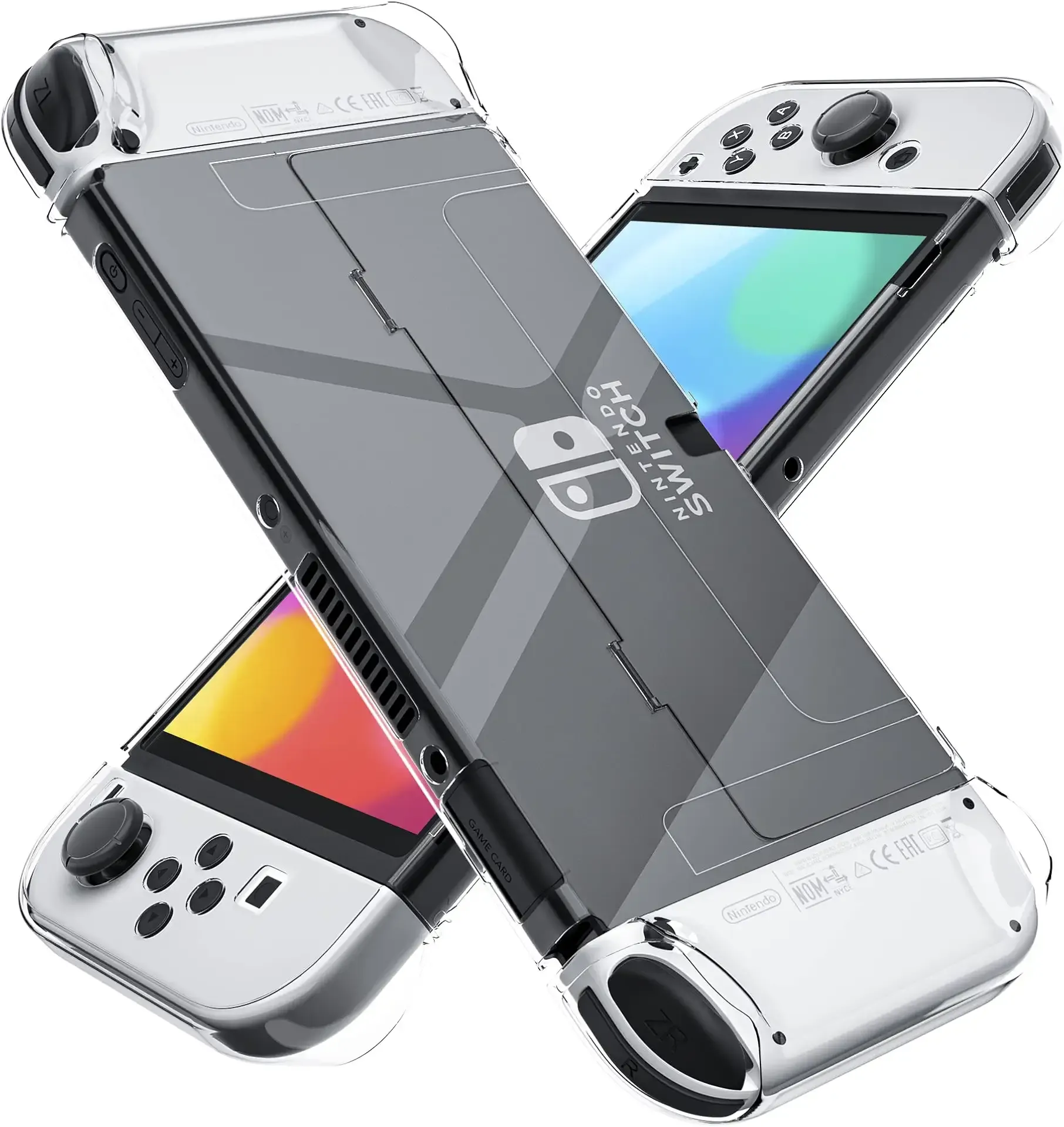 [Improved Version] Dockable Clear Case for Nintendo Switch OLED 2021, FANPL Protective Case Cover for Switch OLED and Joy Con Controller - Strong and Durable, Not Easy to Fall Off (Clear)