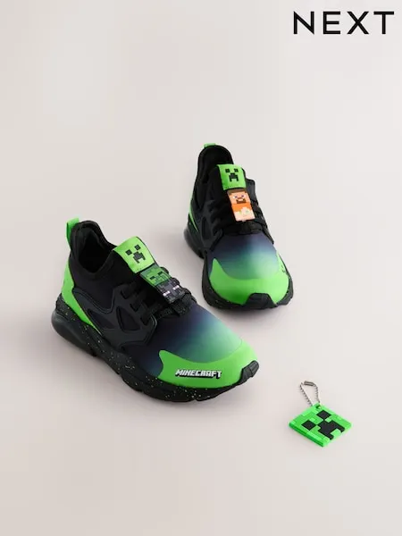 Black Wide Fit (G) Minecraft Elastic Lace Trainers