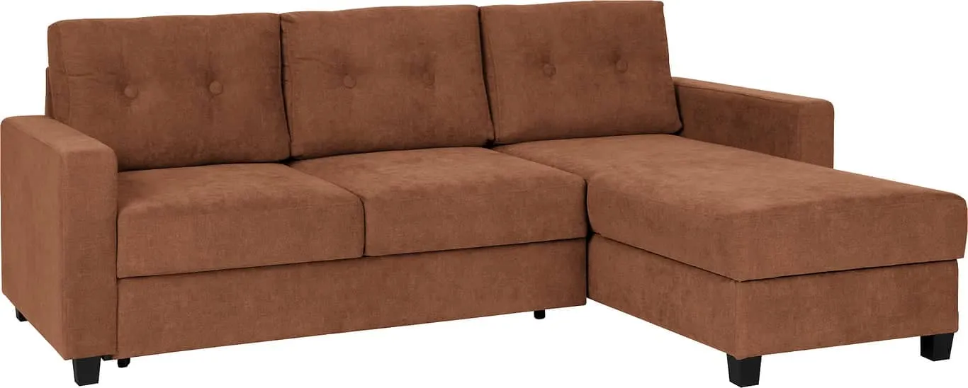 Trento sovesofa 3-seter m/sjeselong Stoff Bloq , m/knapp og pocket madrass